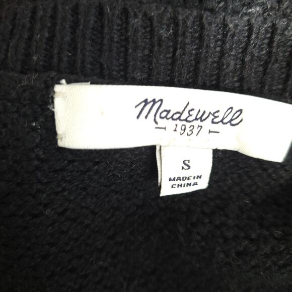 Madewell Chronicle Texture Pullover Sweater Colorblock Textured Black Small - Picture 9 of 11